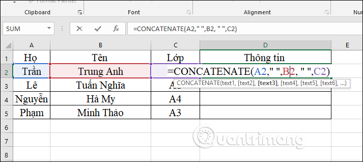 Công thức hàm nối chuỗi