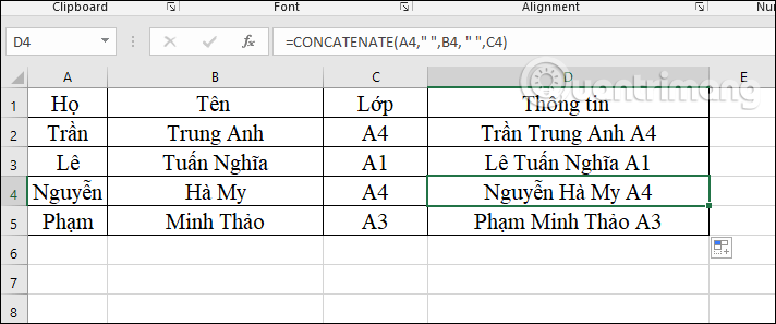 Gộp các cột