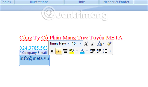 Tùy chỉnh đề mục trang bìa 