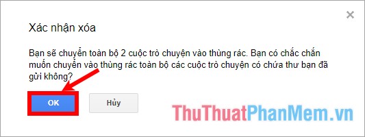 Xuất hiện thông báo chọn OK