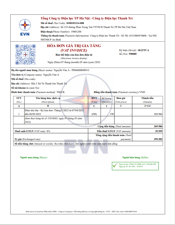 EVN triển khai mẫu hóa đơn điện tử theo quy định của Bộ Tài chính ảnh 1
