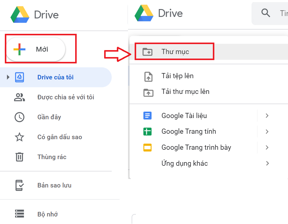 Tạo thư mục mới trên Google Drive