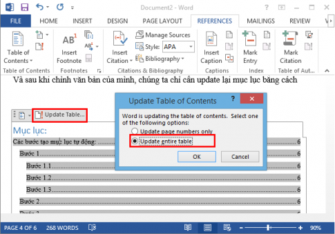 Hướng dẫn tạo mục lục tự động trong Microsoft Word