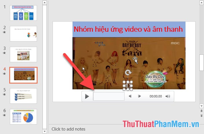 File âm thanh đã được chèn vào trong slide