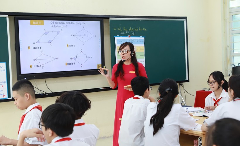 Một lớp học của Trường THCS Thăng Long (Ba Đình, Hà Nội). Ảnh: NTCC