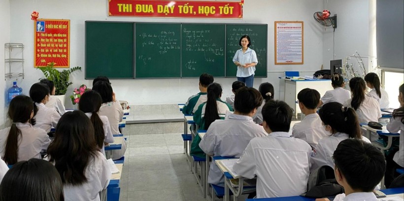 Tiết học Toán của cô trò của Trường THCS Việt Hòa (TP Hải Dương). Ảnh: INT